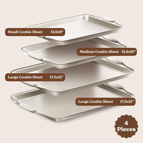 Country Kitchen Nonstick Stackable Bakeware Set - Heavy Duty, Durable, Easy Release Baking Set, Cream, 4 Pcs - Image 2