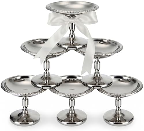 6 Pcs Mini Stainless Steel Ice Cream Bowls Vintage Silver Serving Pudding Dessert Cup Sauce Bowls Metal Round Footed Yogurt Snack Candy Cups for Mousse Fruit Salad Cake Wedding Party Favor by Ferrochef