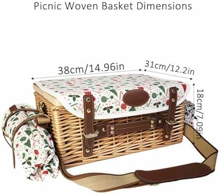 Wicker Picnic Basket Set for 2 Adults with Blankets & Table - Image 2