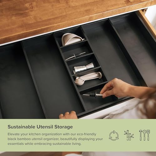 KitchenEdge Utensil & Junk Drawer Organizer, 19-33 in, Black Bamboo - Image 5