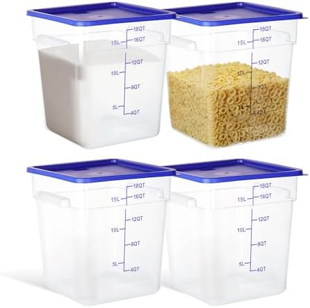 4 Pack 18QT Square Food Storage Containers with Lids by STEELUS