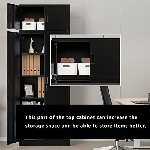 BESFUR 87" Tall Metal Storage Cabinet with Top Cabinet, Locking Garage Storage Cabinet with 4 Adjustable Shelves, Heavy-Duty Tall Cabinet for Home Office, Utility Room, Warehouse, School (Black) - Image 6