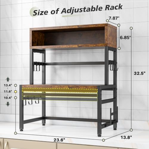 EnHomee 4-Tier Microwave Stand for Countertop Storage, Brown - Image 4