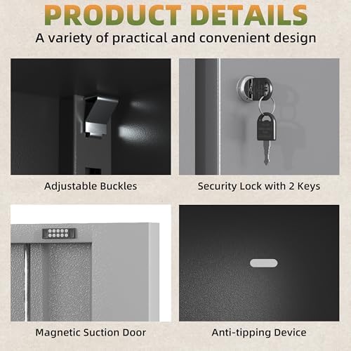 71''H Metal Garage Storage Cabinet with Wheels, Broom Cabinet with Lock - Image 6