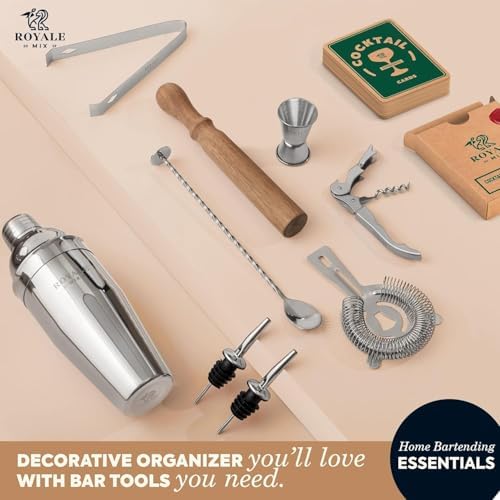 Mixology Bartender Kit with Stand | Home Bar Set with 25 Cocktail Recipes for Drink Mixing | Ideal Bartending Kit for Housewarming Gift | Premium Martini Cocktail Shaker Set with Bar Tools Accessories - Image 2