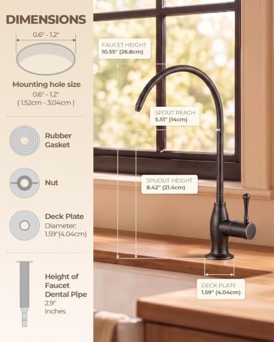 WEWE Drinking Water Faucet Vintage Design, Non-Air Gap, Oil Rubbed Bronze - Image 3