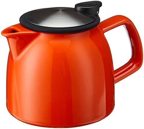 FORLIFE Bell Ceramic Teapot with Basket Infuser, 26-Ounce/770ml, Carrot - Image 2