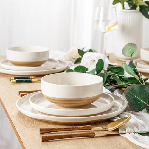 AmorArc Dinnerware Sets for 4, 12 Pieces Ceramic Plates and Bowls Set - Image 4