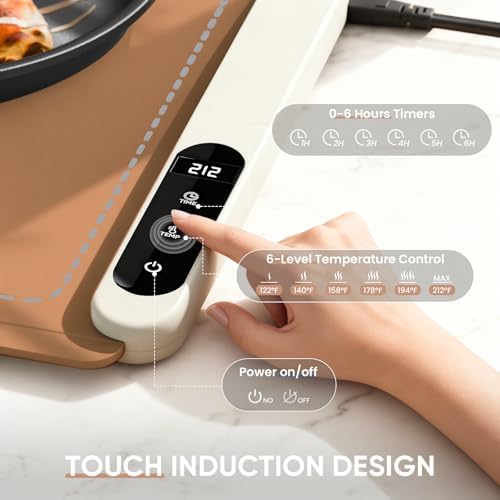 Warming Mat for Food, 24"x15" Food Warming Mat 6 Temperature & 6 Timer Settings Upgrade Graphene Fast Full Surface Heating-Versatile Food Warmer for Gatherings, Parties, Everyday Use-Light Caramel - Image 3