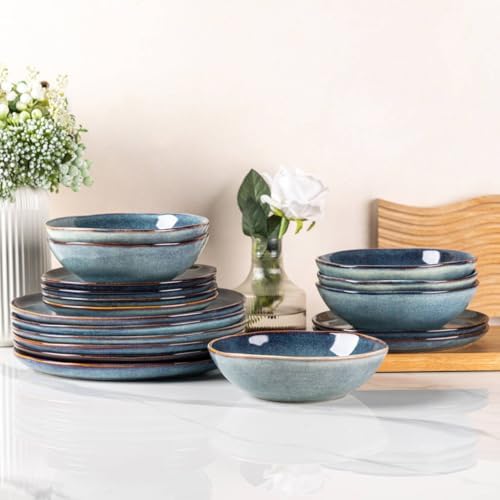 AmorArc Ceramic Dinnerware Sets for 4, 12Pcs Plates and Bowls Sets Dishes by AmorArc