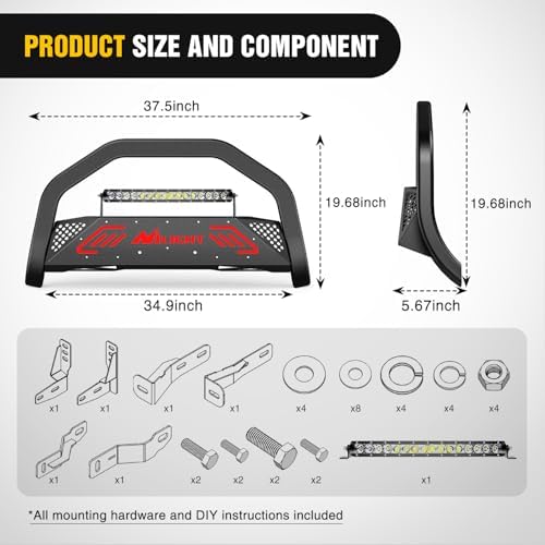 Nilight Bull Bar with Light Bar for Toyota 4Runner 2010-2024 | Includes License Plate Hole Brush Guard, Front Bumper Push Bar w/Grille Skid Plate Light Mount - Image 2