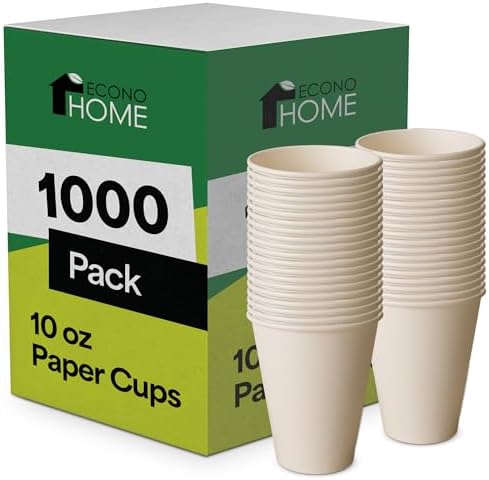 EconoHome 10 oz 1000 Pack Disposable Coffee Paper Cups - Paper Cups for Hot and Cold Drinks, Tea, Water, and Juice by EconoHome