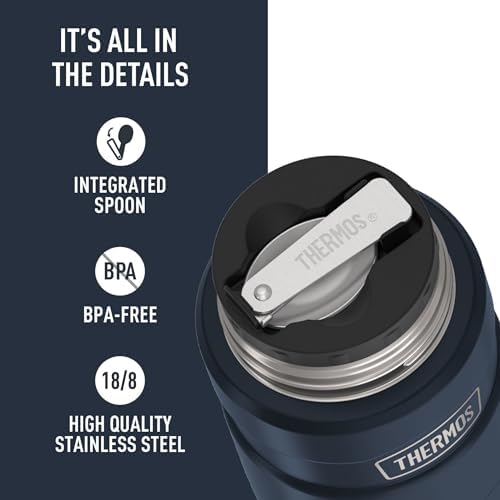 THERMOS Stainless King Food Jar with Spoon,16oz, Matte Mid Blue - Image 5