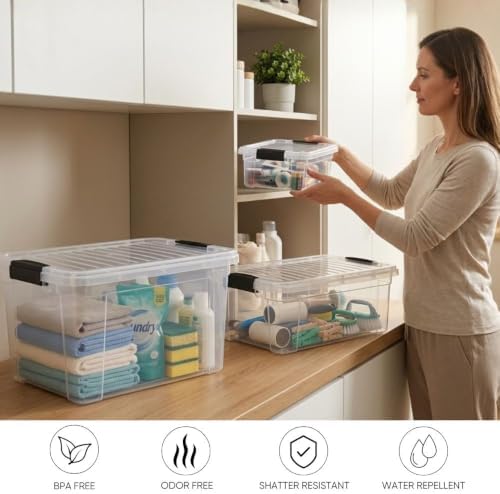 Superio 6.6 Quart Clear Plastic Storage Boxes with Lids, Stackable Organizer Containers, BPA-Free Storage Bins for Home, Office, School & Dorm, 6 Pack - Image 4
