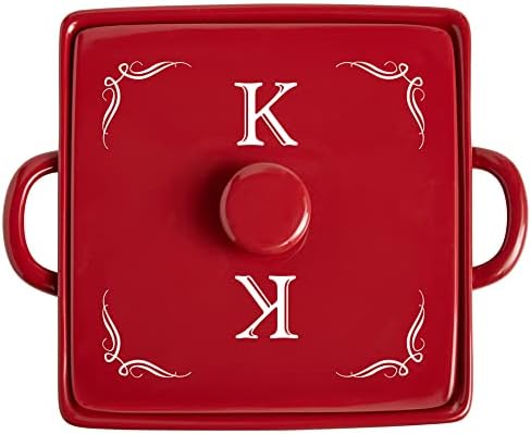 Let's Make Memories Personalized Square Stoneware Casserole Dish - Initial - Red by LetsMakeMemories