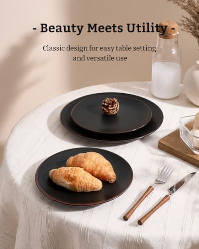 Famiware Venus Ceramic Plates and Bowls Sets, Speckled Dinnerware for 6 - Image 3