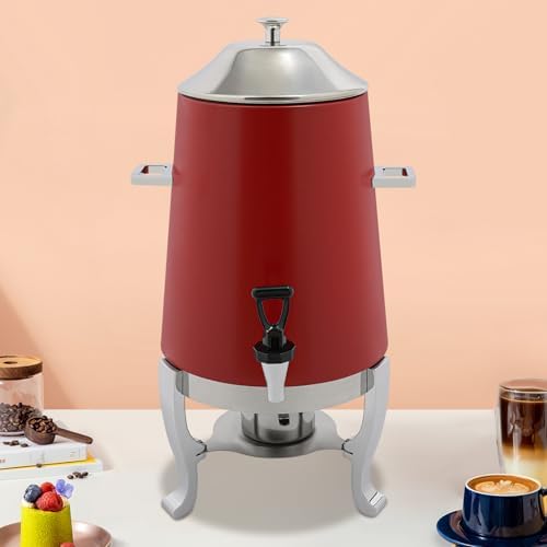 3.43Gallon Stainless Steel Hot Beverage Dispenser,Coffee Chafer Urn with Spigot&Fuel Holder,Cold&Hot Drinks Dispenser for Milk Coffee Tea Juice - Parties Catering Buffet Event (Red) - Image 3
