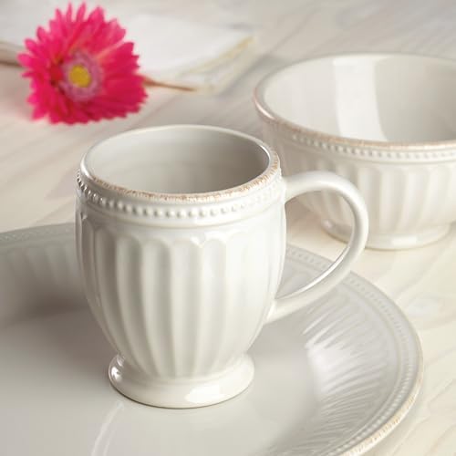 Lenox French Perle Groove White Stoneware Mug Set for 4, 12oz - Image 3