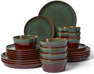 Pokini Ceramic Plates and Bowls Sets for 8, 24pcs Dinnerware Sets, Dish Set by Pokini