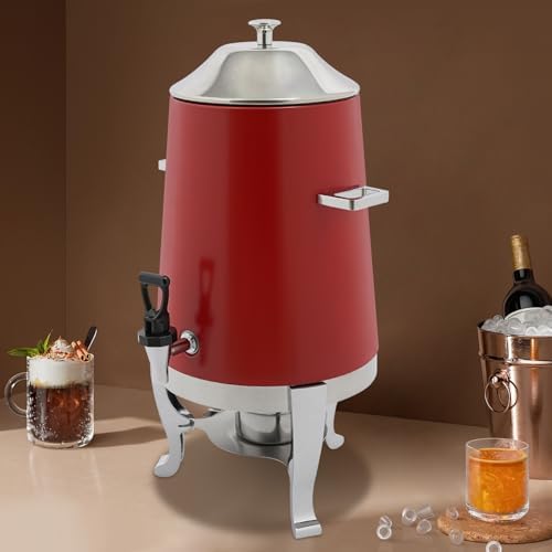 3.43Gallon Stainless Steel Hot Beverage Dispenser,Coffee Chafer Urn with Spigot&Fuel Holder,Cold&Hot Drinks Dispenser for Milk Coffee Tea Juice - Parties Catering Buffet Event (Red) - Image 7