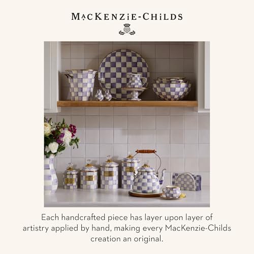MACKENZIE-CHILDS Pedestal Platter, Mini, Purple-and-White Violet Check - Image 6