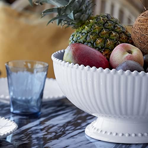 Costa Nova Ceramic Stoneware 13" Centerpiece Bowl - Pearl Collection, White | Microwave & Dishwasher Safe Dinnerware | Food Safe Glazing | Restaurant Quality Serveware - Image 5