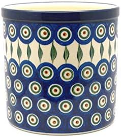 Polish Pottery Utensil Holder - Peacock by Polish+Pottery+Gallery