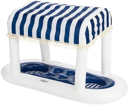 FUNBOY Giant Floating Navy Cabana Stripe Drink Station w/Removable Shade by FUNBOY
