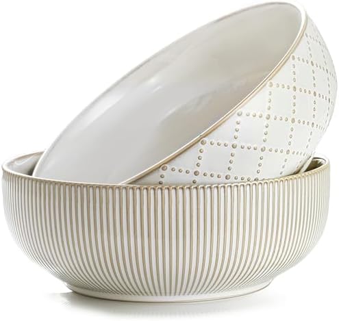getstar Large Serving Bowls (9.5 inch & 92 fl oz), Ceramic Salad Bowl Set of 2, Microwave and Dishwasher Safe by Getstar