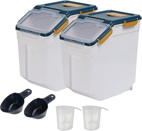 AnRui Airtight 25LB Flour & Grain Storage Container, 2Pcs, Blue by AnRui