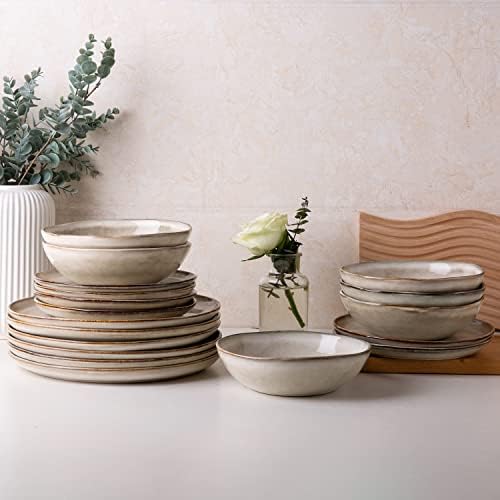 AmorArc Ceramic Dinnerware Sets for 4, 12Pcs Plates and Bowls Sets Dishes by AmorArc