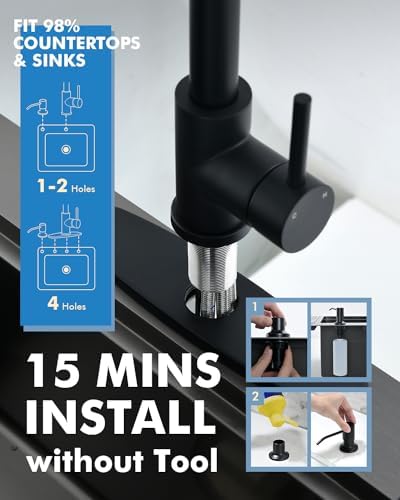 VFAUOSIT Kitchen Faucet with Pull Down Sprayer, Black, with Soap Dispenser - Image 5