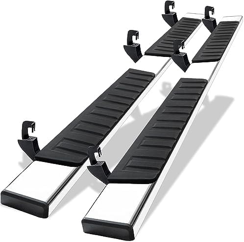 COMNOVA 6 Inches Double Cab Running Boards Compatible with 2007-2018 Chevy Silverado/GMC Sierra 1500 Extended Cab, 2007-2019 Silverado/Sierra 2500HD 3500HD, Stainless Steel Silverado Running Boards. by comnova