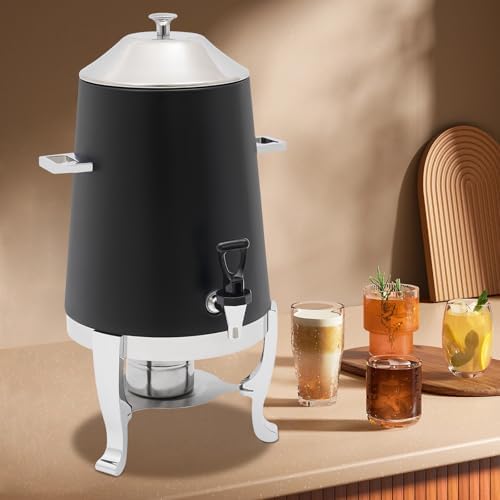 3.43Gallon Stainless Steel Hot Beverage Dispenser,Coffee Chafer Urn with Spigot&Fuel Holder,Cold&Hot Drinks Dispenser for Milk Coffee Tea Juice - Parties Catering Buffet Event (Black) - Image 3