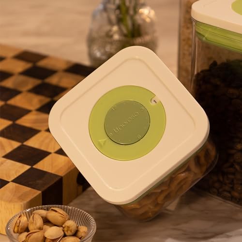 linoroso Set of 4 Pop Airtight Food Storage Containers with Date Recording Lids, Stackable Plastic Kitchen Storage Containers, Dry Cereal Container Set for Pantry Countertop Fridge Organization - Image 2