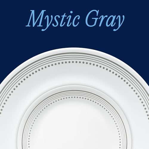 Corelle Vitrelle 18-Piece Service for 6 Dinnerware Set Triple Layer Glass and Chip Resistant, Lightweight Round Plates and Bowls Set, Mystic Gray - Image 2