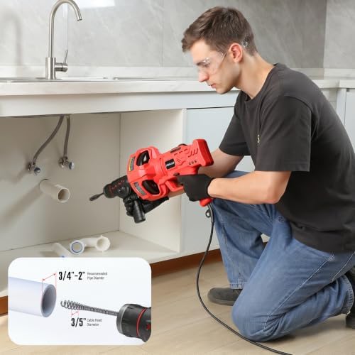 POPULO 120V Corded Electric Drain Snake Auger, 23Ft Auto-Feed with GFCI - Image 5