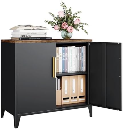 Letaya Metal Storage Cabinet with Doors, Small Kitchen Office Credenza by LetayaMetalCabinets