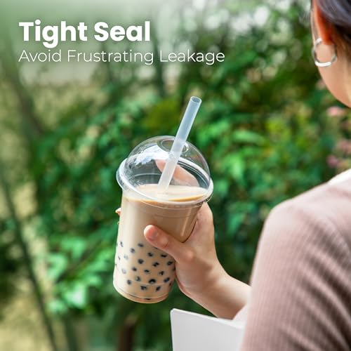 Fit Meal Prep 500 Pack 24 oz Clear Plastic Cups with Dome Lids Disposable Iced Coffee Cup for Tea, Juice, Smoothie, Boba, Milkshake, Other Cold Drink Crack Resistant, Sturdy - Image 3