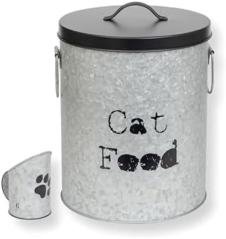 Medium Cat Up To 30lb Pet Food Storage Canister with Scoop – Durable & Airtight for Freshnesss, Minimalist Design & Recyclable, Huge Large Metal Container (Cat Bin - Medium Size) by ThePetSteel