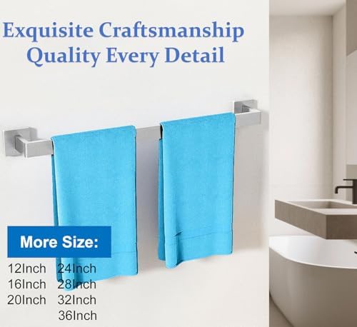 Towel Bar for Bathroom 32 Inch Brushed Nickel Towel Holder 12/16/20/24/28/32/36 Inch Stainless Steel SUS304 Rustproof Towel Rack Modern Square Towel Rod for Bathroom Wall(1, Brushed Nickel, 32 Inch) - Image 4