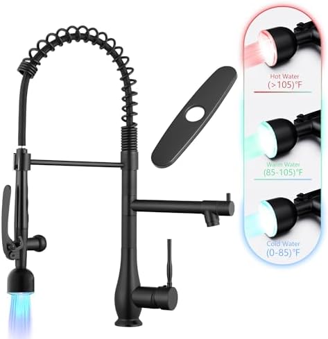 GIMILI Matte Black Kitchen Faucet with LED Light and Pull Down Sprayer by MoreChoicesForYourDreamHome