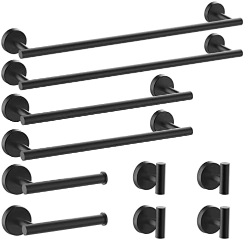 Newfun 10 Pieces Matte Black Bathroom Hardware Set 24 Inch by Newfun