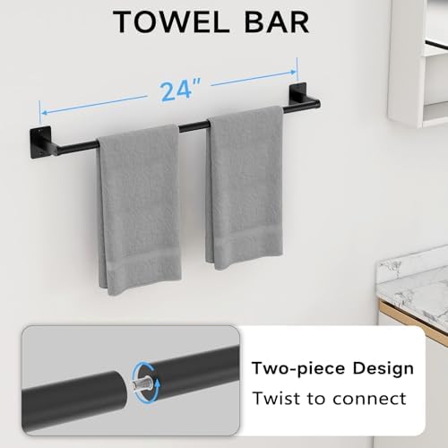KLJKPA 20-Piece Bathroom Accessories Set, 24 inch Towel Bar - Image 2