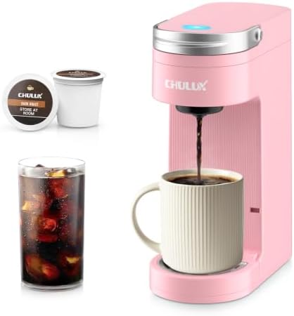 CHULUX Slim Single Serve Coffee Maker for K Cup Pod for Small Spaces, Pink by CHULUX