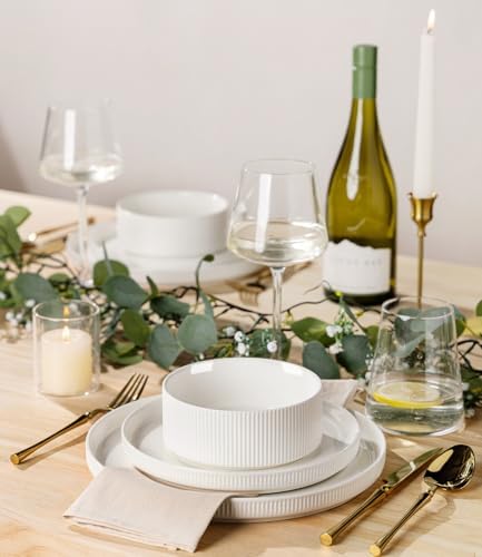 TheTerra Ceramic Dinnerware Set for 4, 12-Piece Plates and Bowls Set - Image 5