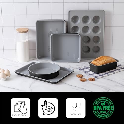 Country Kitchen Nonstick Stackable Bakeware Set - Durable, Easy Release Baking Set, Black, 6 Pcs - Image 2