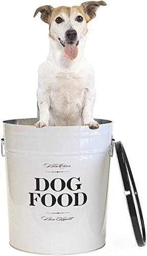 Harry Barker Bon Chien Dog Food Storage Canister – Large 11 gallon, Airtight Stainless Steel Pet Food Container, Stylish Kitchen Counter Dog Kibble Storage with Easy-Open Lid - White - Image 6