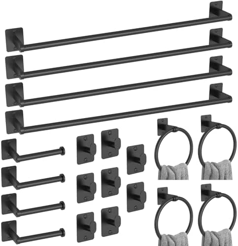 KLJKPA 20-Piece Bathroom Accessories Set, 24 inch Towel Bar by KLJKPA