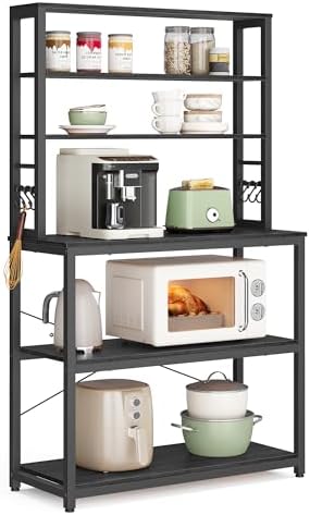 VASAGLE Coffee Bar, 31.5 Inches 6-Tier Baker's Rack with 6 Hooks by VASAGLEbySONGMICSHOME
